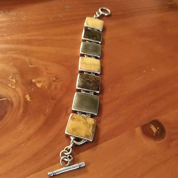 Silpada Sterling Silver Pyrite Bronzite Jasper Bracelet Retired! $179 - Picture 2 of 10